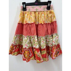 Matilda Jane Girls Serendipity Tiered Ruffle Skirt Gentry Size 4 Floral Patchwor